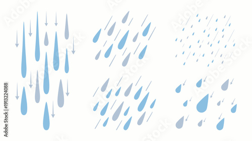 Rain droplets falling in various patterns. Spring Vector Packs. EPS Editable