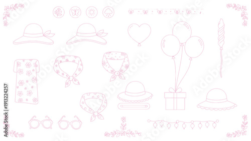 Pink baby shower clip art icons. Spring Vector Packs. EPS Editable