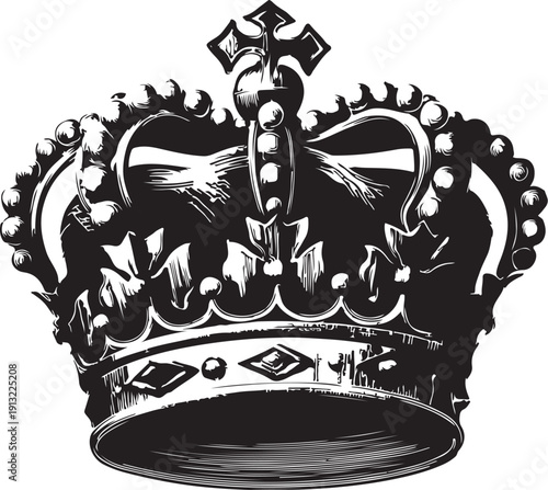 Engraved crown silhouette vector illustration
, a symbol of royalty
