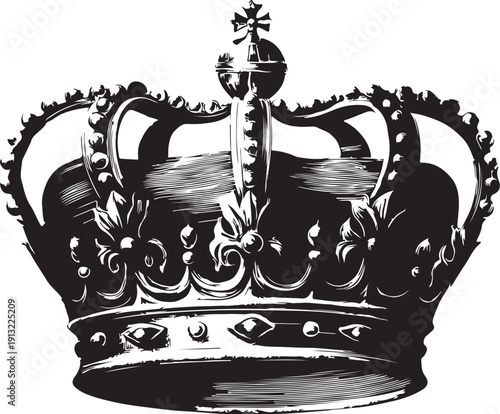Engraved crown silhouette vector illustration
, a symbol of royalty

