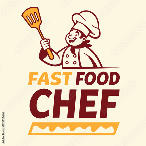 A vibrant and modern logo featuring a chef s hat with dynamic typography perfect for fast food restaurants and culinary