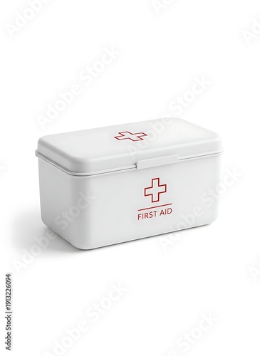 first aid white plastic box isolated