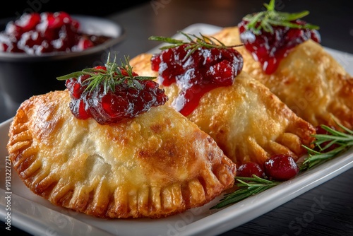 Wallpaper Mural empanadas with cranberry sauce on a white plate. Torontodigital.ca