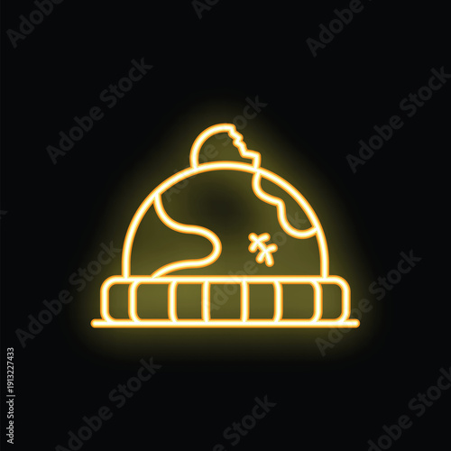 Neon sign representing a winter hat with planet earth suffering from global warming