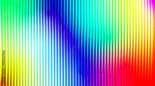 Vibrant ribbed neon glass 3d effect with iridescent texture lines in radiant colors 3D illustration