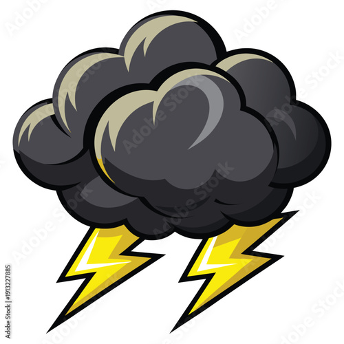Cloud and Lightning Weather Icon Illustration