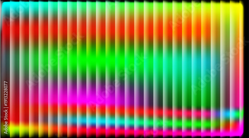 A vibrant ribbed glass effect abstract backgrounds, colorful gradient illustration, modern art, digital display, iridescent texture lines in radiant colors. 3D illustration 