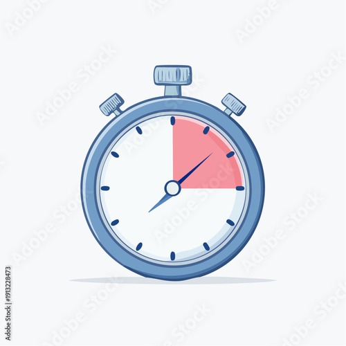 A minimalist illustration of a classic stopwatch with a shaded section indicating a portion of time elapsed, ideal for representing speed, efficiency, or deadlines