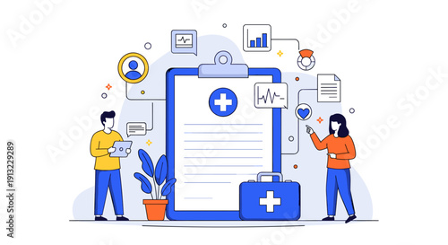 vector illustration of a set of medical icons