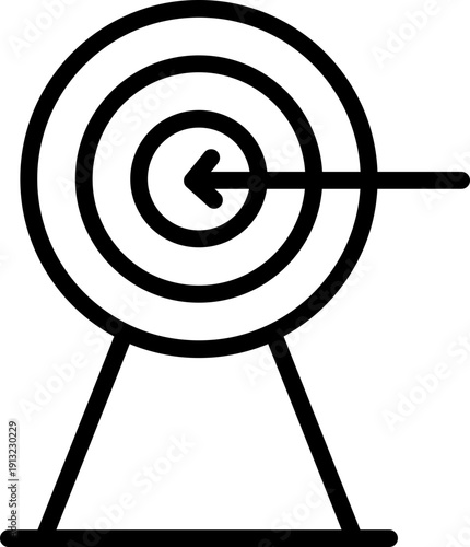 Archery Line Icon Vector, Bow and Arrow Minimal Outline, Archery Target Line Symbol