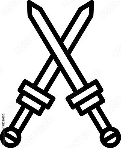 Fencing Line Icon Vector, Fencer Outline Symbol, Fencing Sword Sport Icon