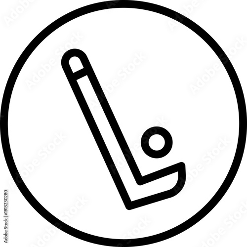 Hockey Line Icon Vector, Minimal Ice Hockey Outline Symbol, Hockey Stick and Puck Icon