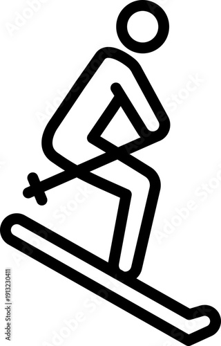 Skiing line Icon , Skier Silhouette Sport Icon, Winter Skiing Flat Icon