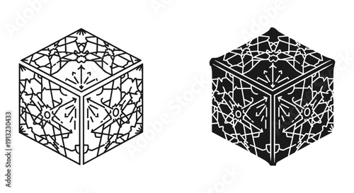 Cartoon scientist with white hair and lab coat pointing upwards in flat design vector illustration