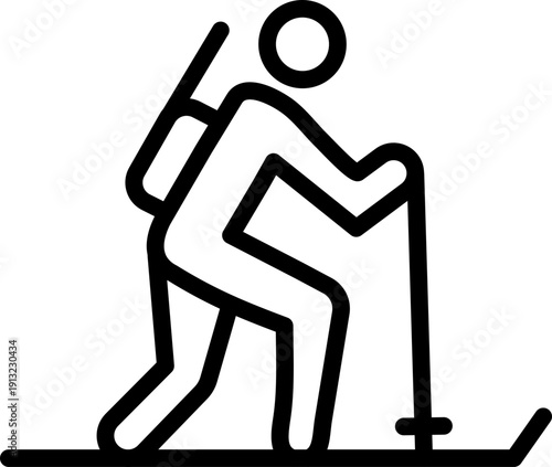 Biathlon line Icon ,Biathlon Skier Shooting Silhouette, Winter Biathlon Flat Icon