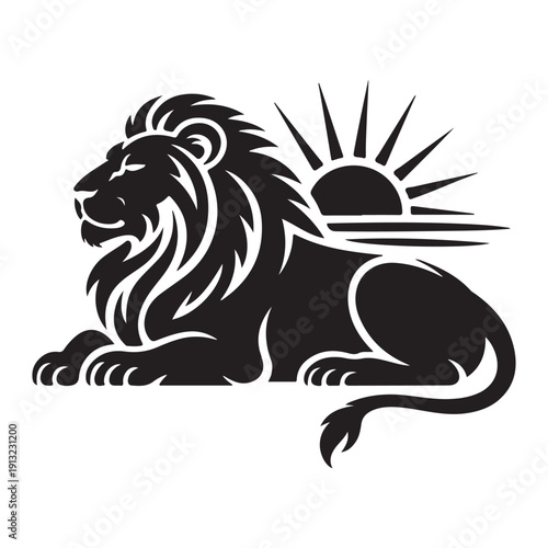 A dark silhouette of a majestic lion s head facing forward with a full mane on transparent background high quality professional detailed modern elegant stylish clean