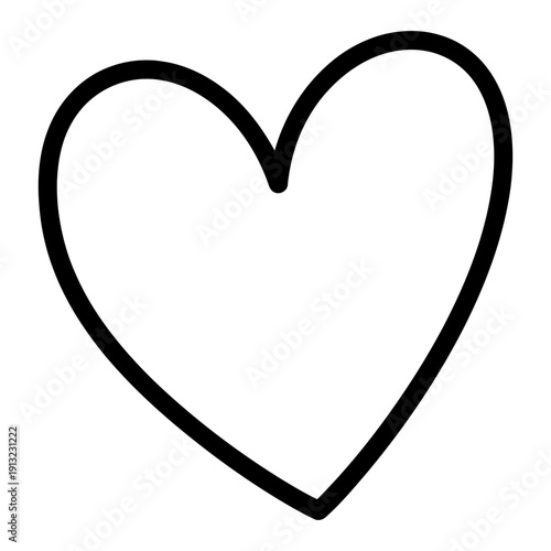 Simple black outline heart icon vector isolated on white background for love, romance, and graphic design elements.