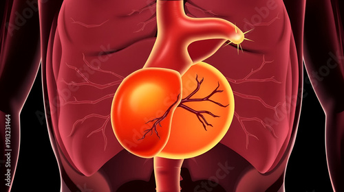 Splenomegaly of the spleen. Enlargement of the spleen. Vector illustration on isolated background