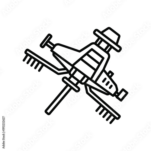 Person using a combination of gardening tools and a wheelbarrow for yard work.