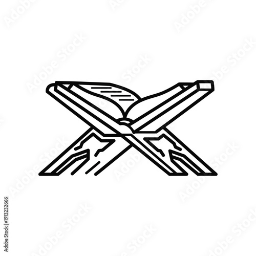 Abstract geometric design resembling a stylized book or crossed pages