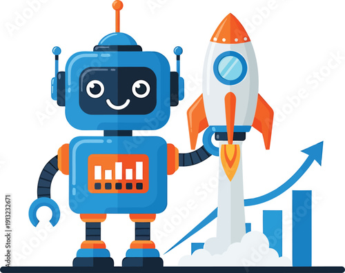 Collaborative effort between a human and a robot in a creative workspace Vector