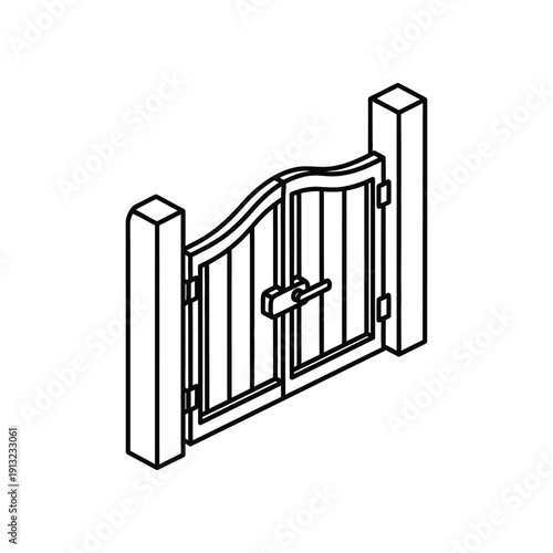 A simple black metal gate with vertical bars and two rectangular posts on either side