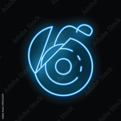 Glowing neon line car brake disk icon isolated on black background vector illustration
