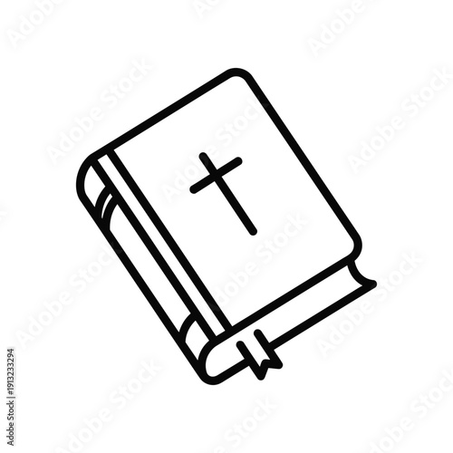 A stylized icon of a closed book with a cross symbol on its cover.