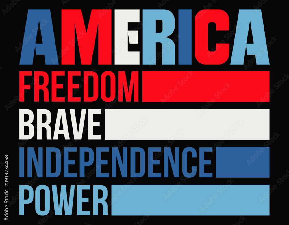 Fototapeta premium America Freedom Brave Independence Power 4th of July - printable editable vector art file.