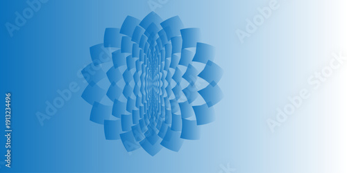 A bright blue background with a promising circular vortex gradient. An artistic background of halftone dots in a blue and white color scheme. Modern Vector Art.