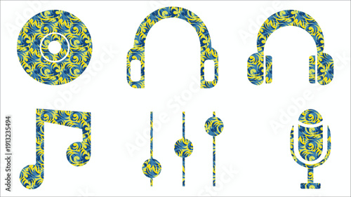 Media Selection Icons Set for Audio and Video Player UI Vector