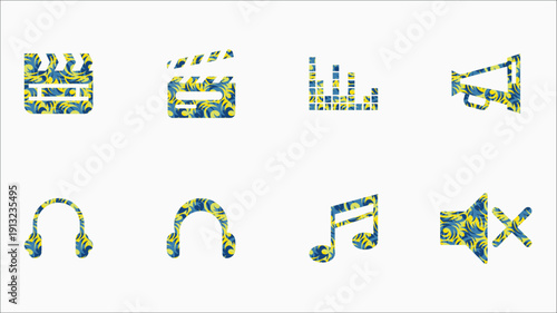 Media Selection Icons Set for Audio and Video Player UI Vector