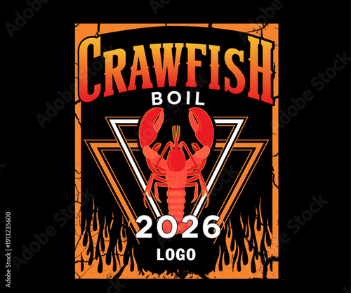 crawfish t shirt design, editable illustration