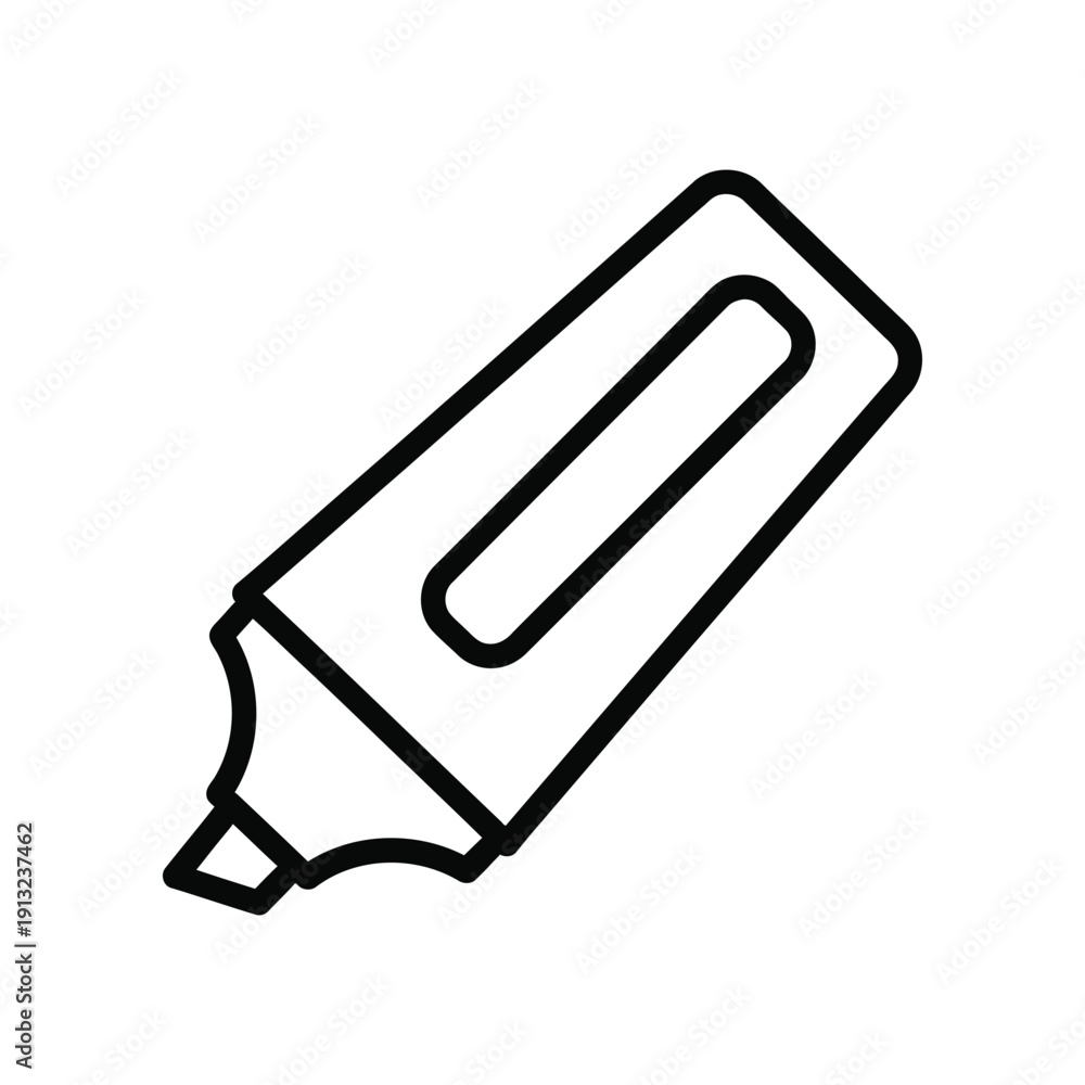 Fototapeta premium Minimalist line drawing of a highlighter pen with a transparent yellow marker tip