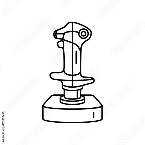 Joystick controller mounted on a base for gaming or flight simulation purposes