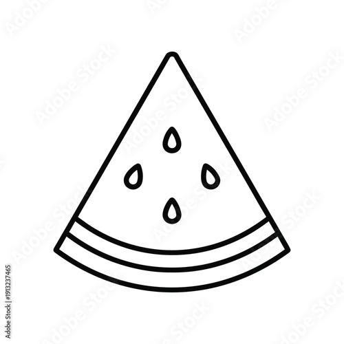 Simple line drawing of a slice of watermelon with water droplets