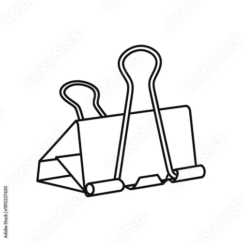 A pair of classic metal binder clips holding a cylindrical object in place