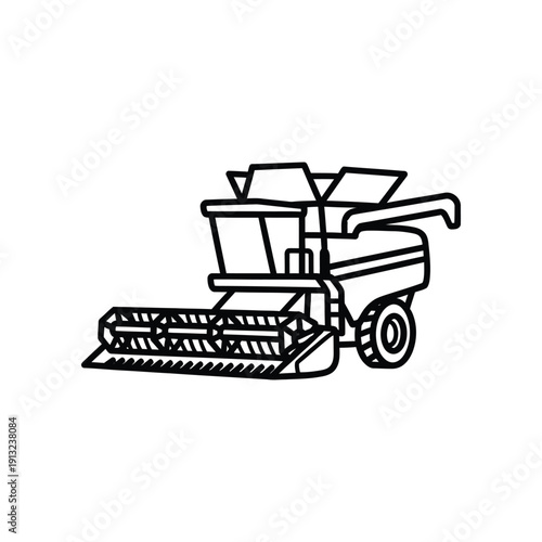 Agricultural combine harvester cutting and collecting grains in the field