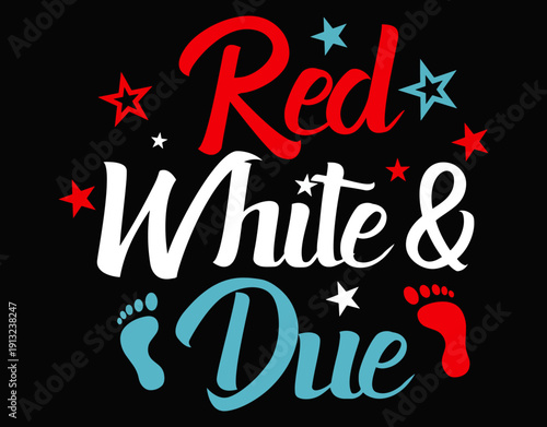 Red White And Due Pregnancy - printable editable vector art file.