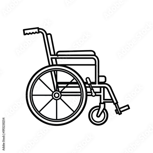 A classic manual wheelchair with simple line design and clear structural details
