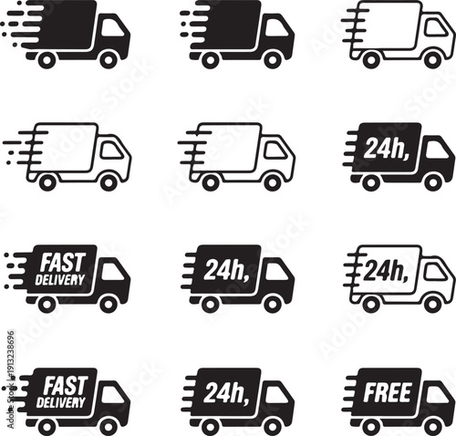 Wallpaper Mural Truck icon set. Freight, delivery symbol. Vector illustration Torontodigital.ca
