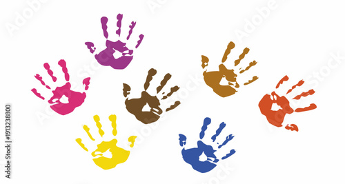 A vibrant collection of handprints in different colors arranged in a circular pattern.