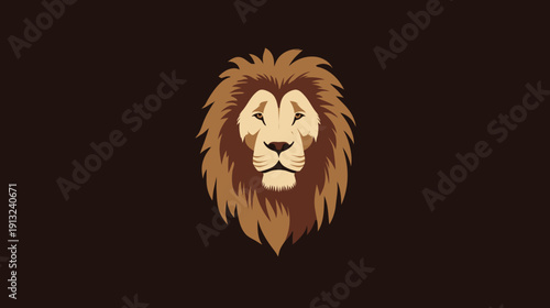 A stylized lion's head, created with geometric shapes. The mane forms an outward shape
