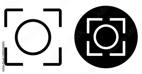 camera focus frame icon set