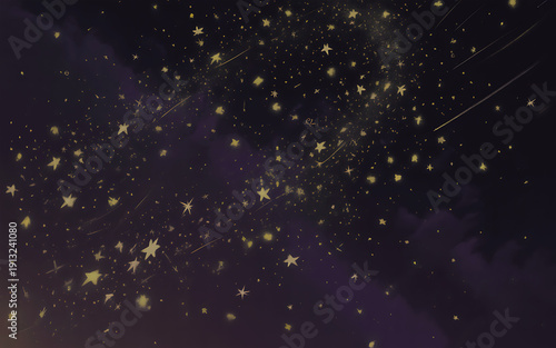 A blurry night sky filled with stars and celestial bodies