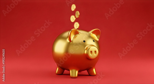 Wallpaper Mural Saving money and financial prosperity with a golden piggy bank Torontodigital.ca