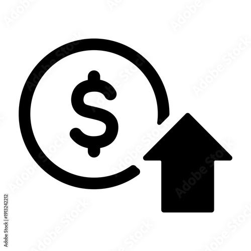 ドルマークと上昇の矢印　資産運用の成功を表すアイコン