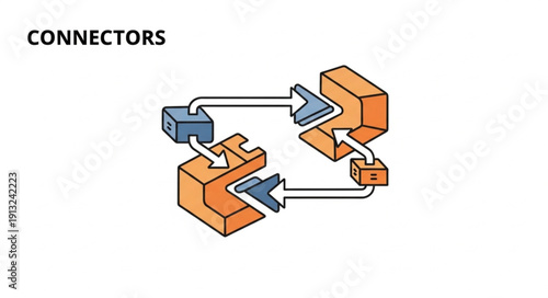Abstract illustration of interlocking connectors showing connection and integration.