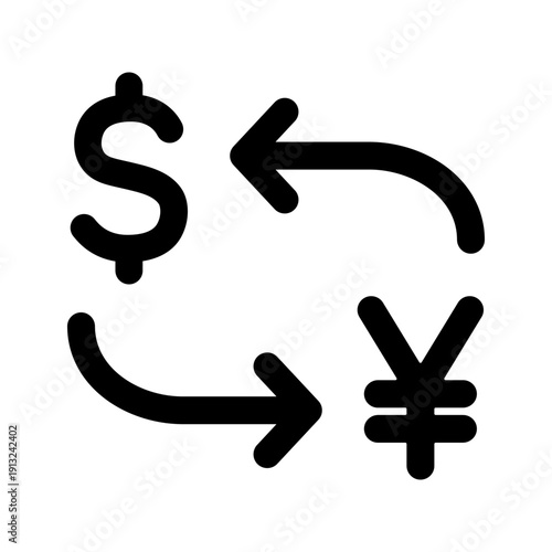 ドルと円の通貨循環アイコン　為替・両替を表す矢印マーク