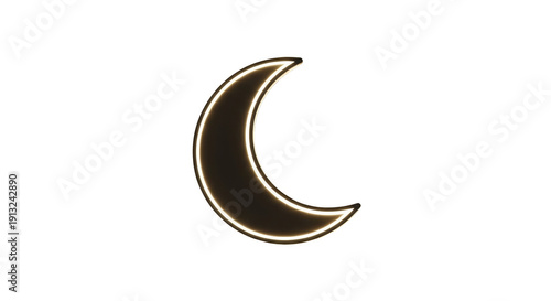 Modern crescent moon symbol with sleek golden lighting